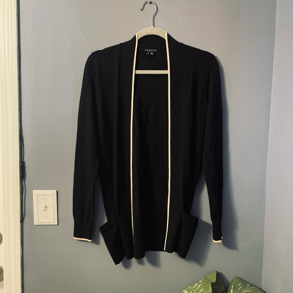 Theory 100% Merino Wool Black Cardigan Sp- Very Rare Piece